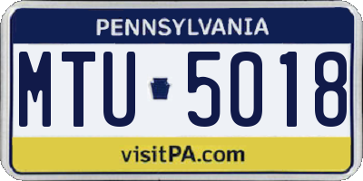 PA license plate MTU5018