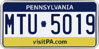 PA license plate MTU5019