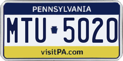 PA license plate MTU5020