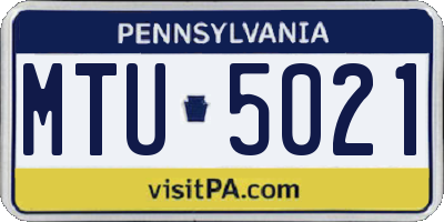 PA license plate MTU5021