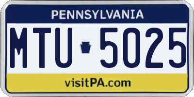 PA license plate MTU5025