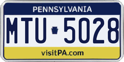 PA license plate MTU5028