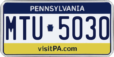 PA license plate MTU5030