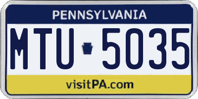PA license plate MTU5035