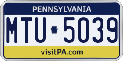 PA license plate MTU5039