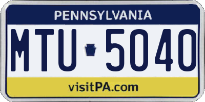 PA license plate MTU5040