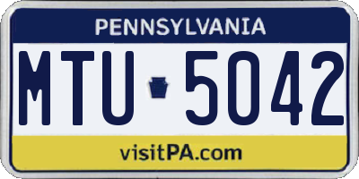 PA license plate MTU5042