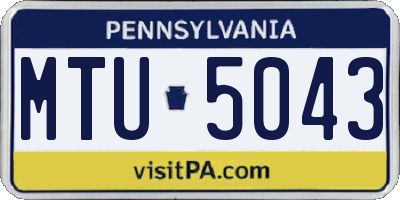 PA license plate MTU5043