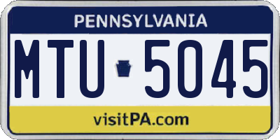 PA license plate MTU5045
