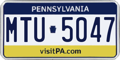 PA license plate MTU5047