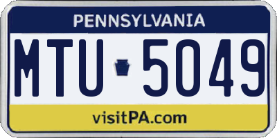 PA license plate MTU5049