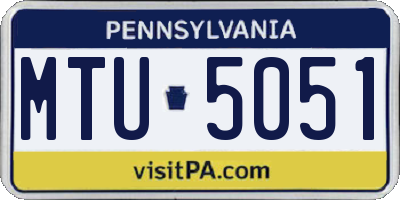 PA license plate MTU5051