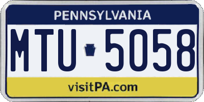 PA license plate MTU5058