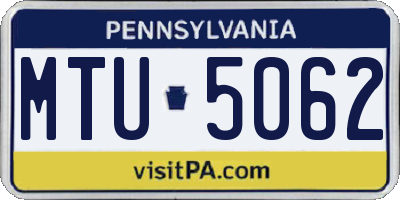 PA license plate MTU5062