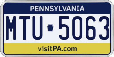 PA license plate MTU5063