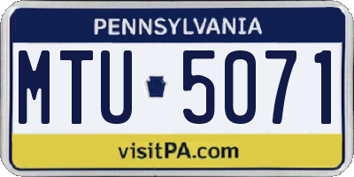 PA license plate MTU5071