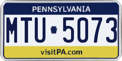 PA license plate MTU5073