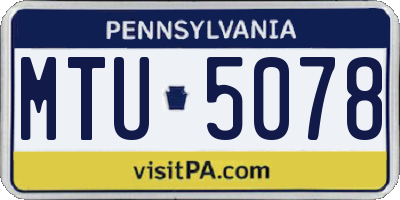 PA license plate MTU5078