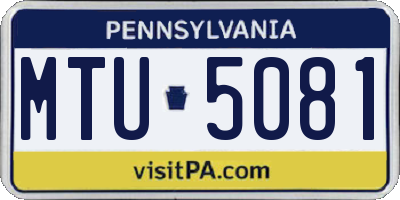 PA license plate MTU5081