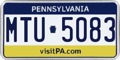 PA license plate MTU5083