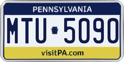 PA license plate MTU5090