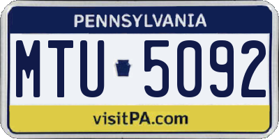 PA license plate MTU5092