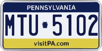 PA license plate MTU5102