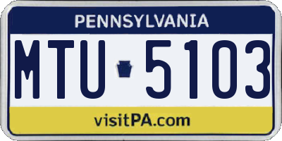 PA license plate MTU5103