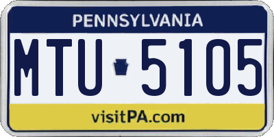 PA license plate MTU5105
