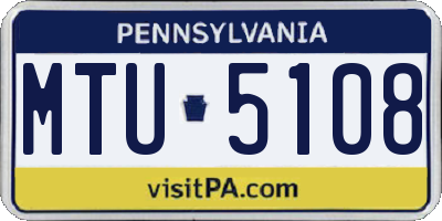 PA license plate MTU5108