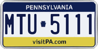 PA license plate MTU5111