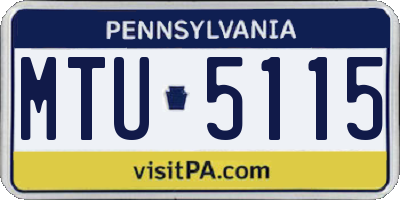 PA license plate MTU5115