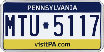 PA license plate MTU5117