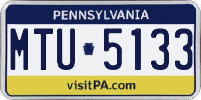 PA license plate MTU5133