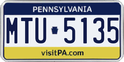 PA license plate MTU5135