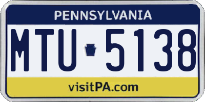 PA license plate MTU5138