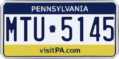 PA license plate MTU5145