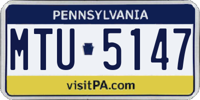 PA license plate MTU5147