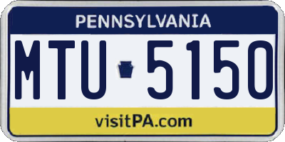 PA license plate MTU5150