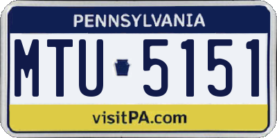 PA license plate MTU5151