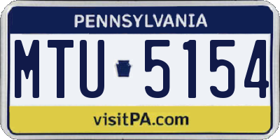 PA license plate MTU5154