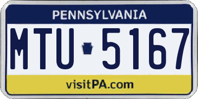 PA license plate MTU5167