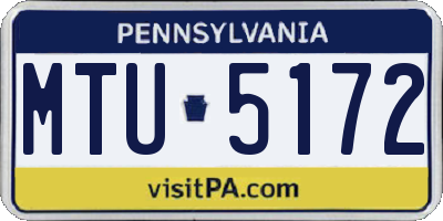 PA license plate MTU5172