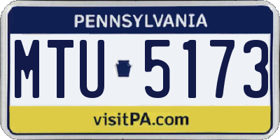 PA license plate MTU5173