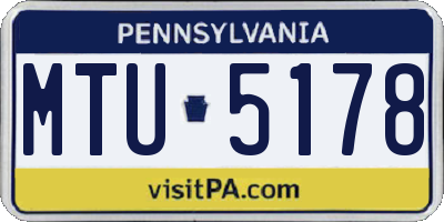 PA license plate MTU5178