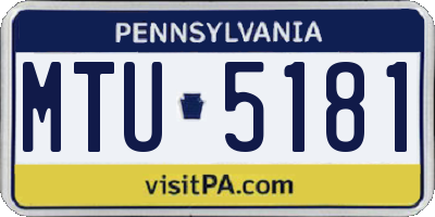 PA license plate MTU5181