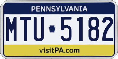 PA license plate MTU5182