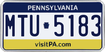 PA license plate MTU5183