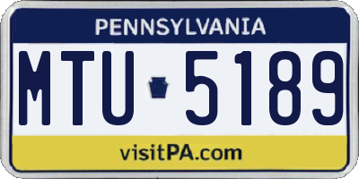 PA license plate MTU5189