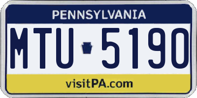 PA license plate MTU5190